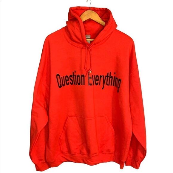 5/30 Question Everything custom hoodie size XL in red. - Picture 1 of 4